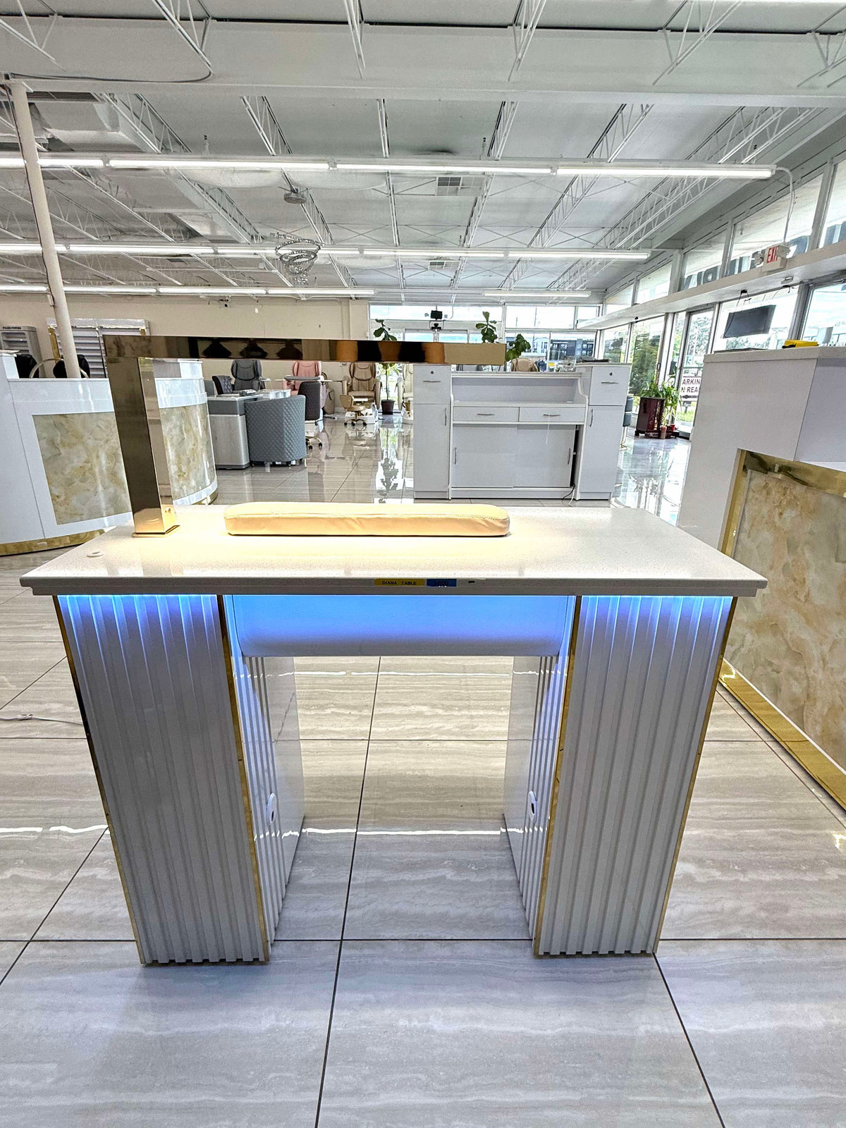 Diana Single Table LED White/Gold