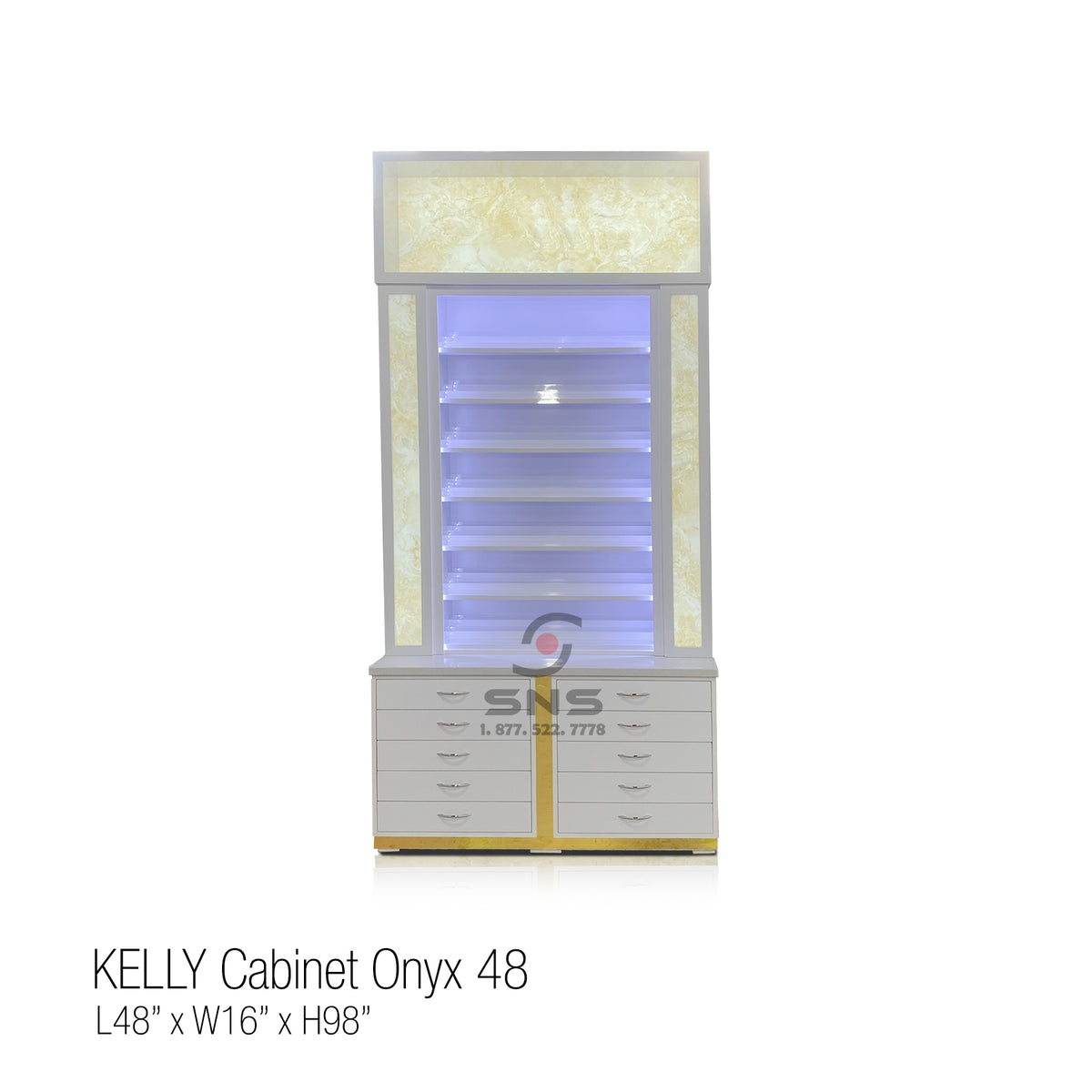 Kelly Polish Cabinet 48 - White Gold