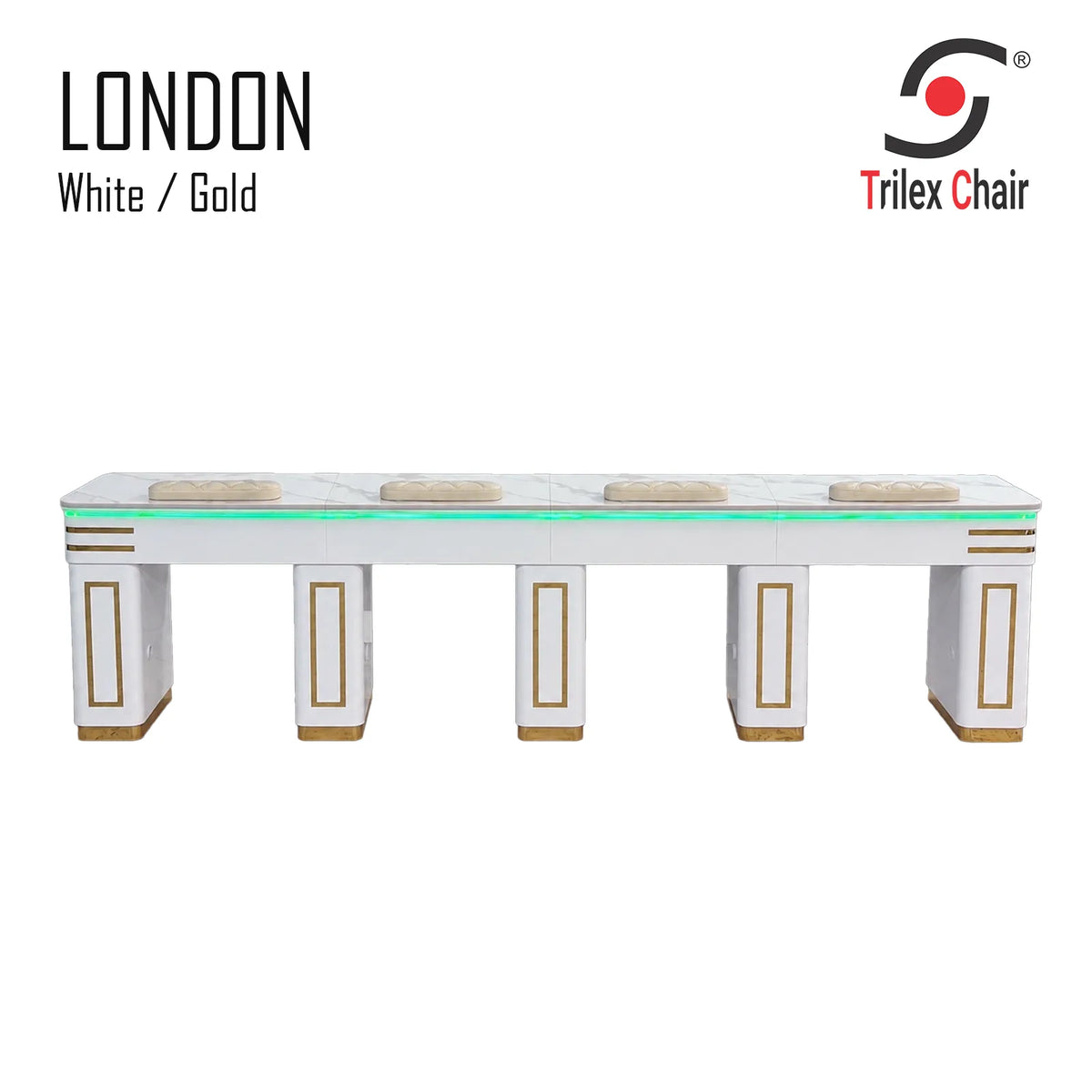 London 4-Station Manicure Table