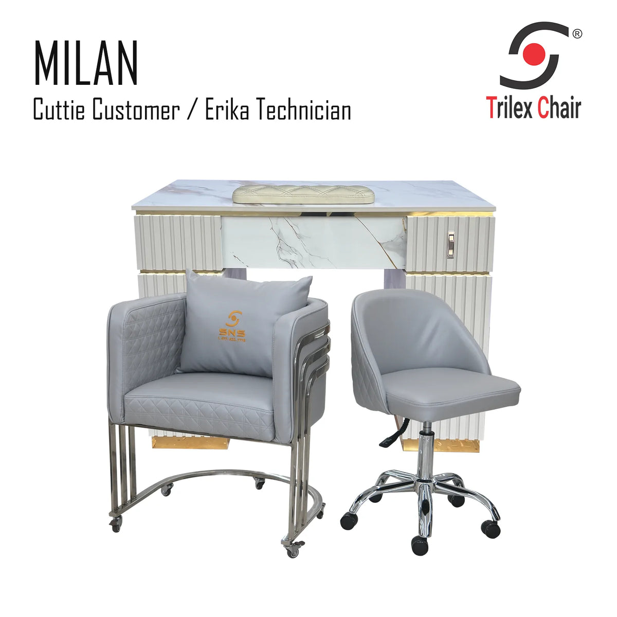 Milan Table - Cuttie Erika Frosted Silver