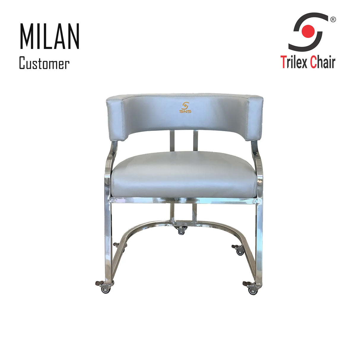 Milan Customer Chair Wheels Frosted Silver