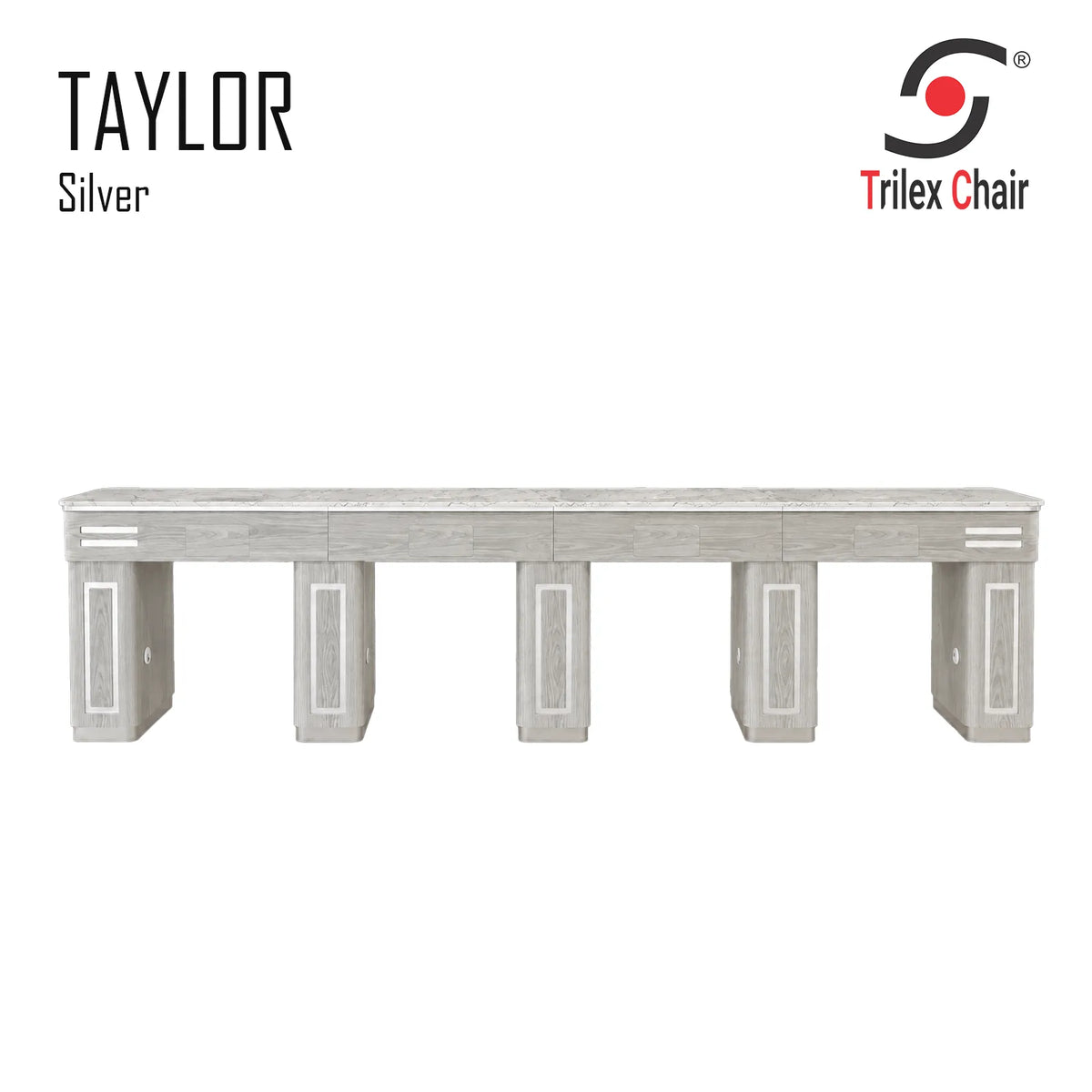 Taylor Silver 4-Station Manicure Table