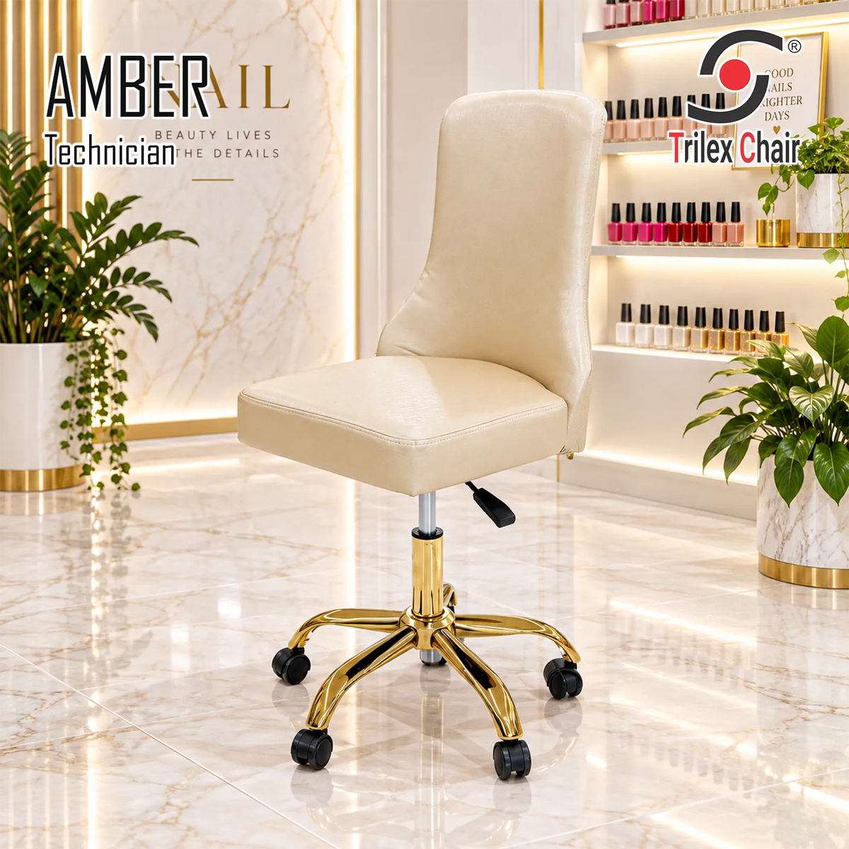 Amber Technician Chair Gold no stone diamond on back