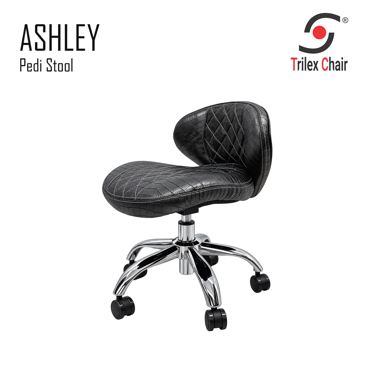 Ashley Pedicurist Stool Crocodile Black