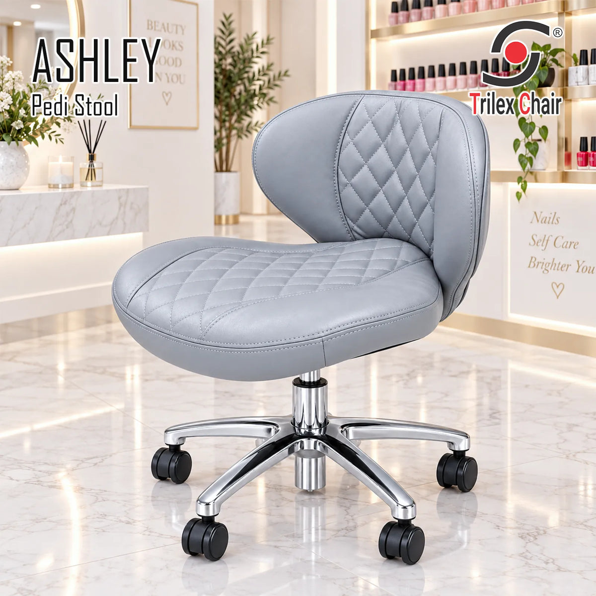 Ashley Pedicurist Stool Silver