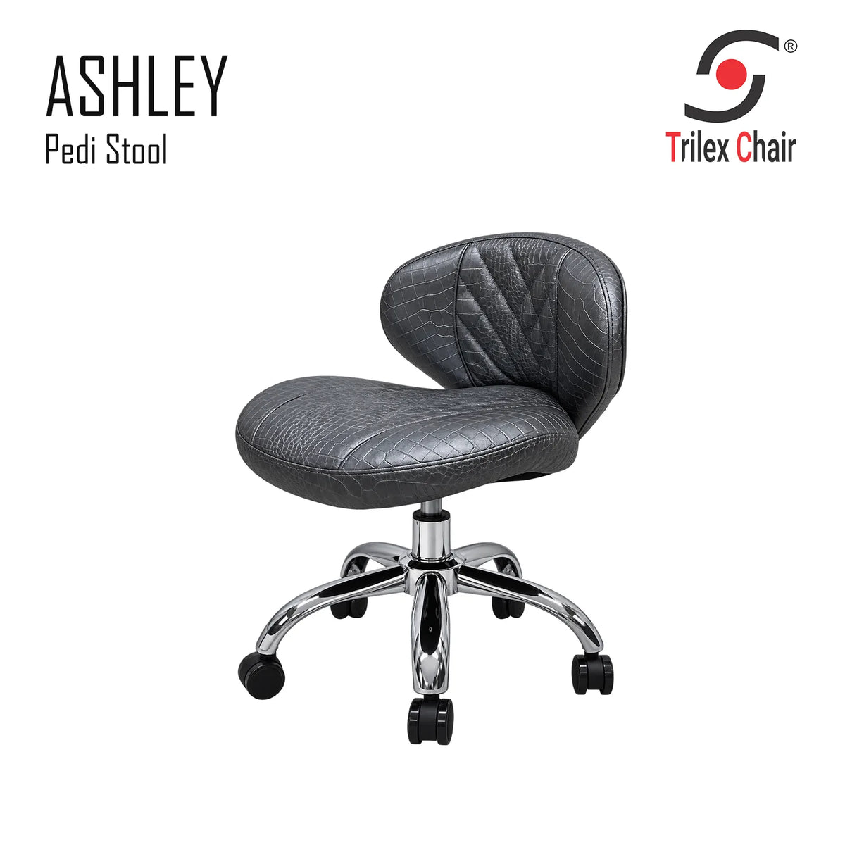 Ashley Pedicurist Stool Silver Crocodile