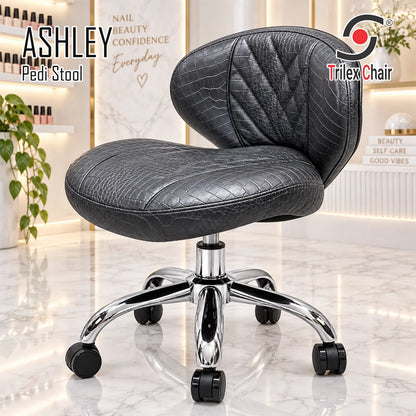 Ashley Pedicurist Stool Silver Crocodile