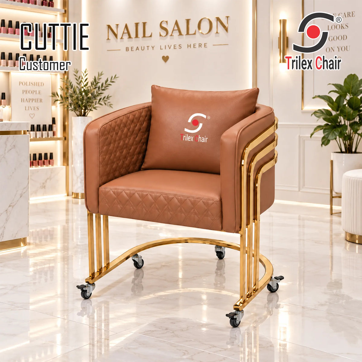 Cuttie Customer Chair Wheels Mocha