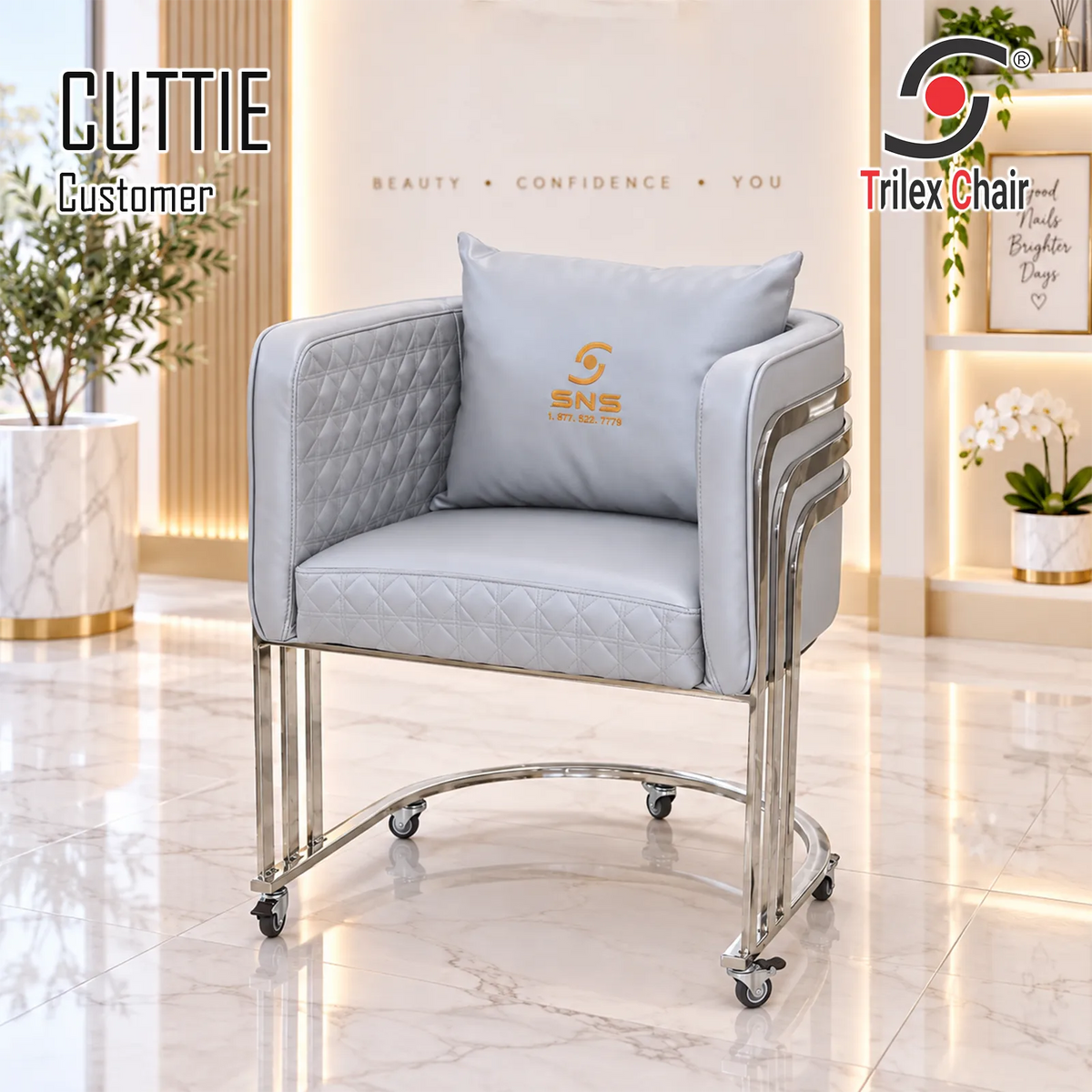 Cuttie Customer Chair Wheels Frosted Silver