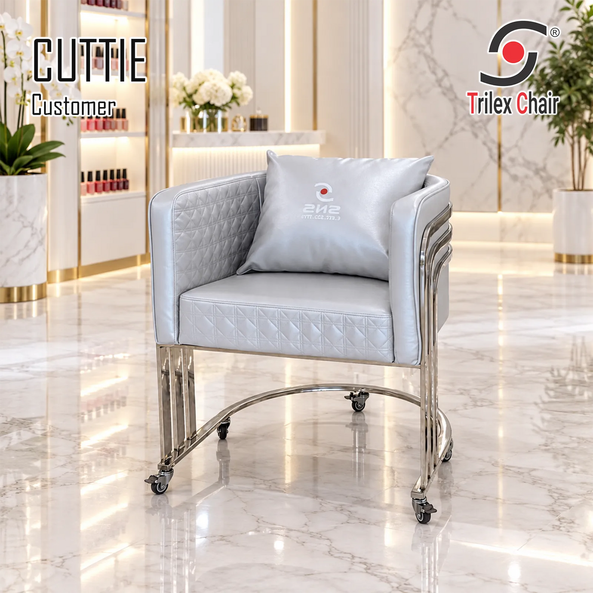Cuttie Customer Chair Wheels Light Silver