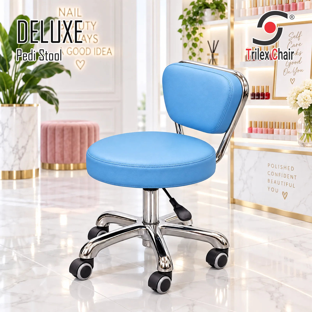 Deluxe Pedi Stool Blue
