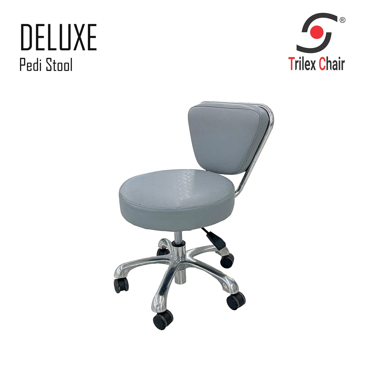 Deluxe Pedi Stool Silver Chrome Leg