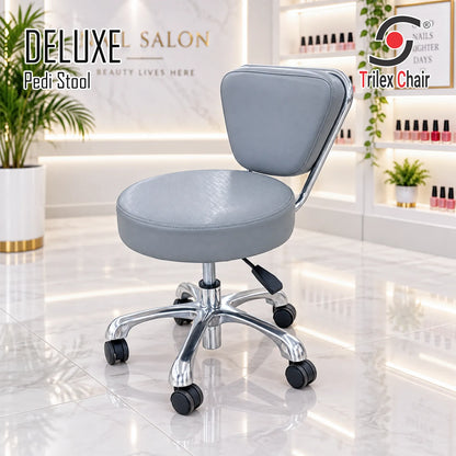 Deluxe Pedi Stool Silver Chrome Leg