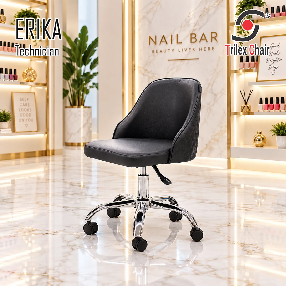 Erika Tech Chair version 2 Black Chrome Leg