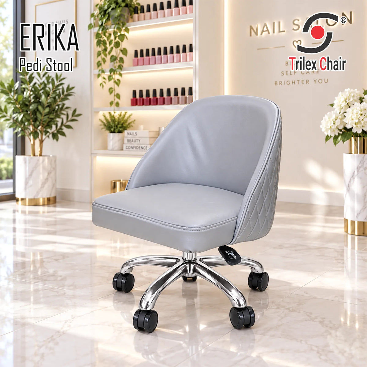 Erika Pedi Stool Frosted Silver