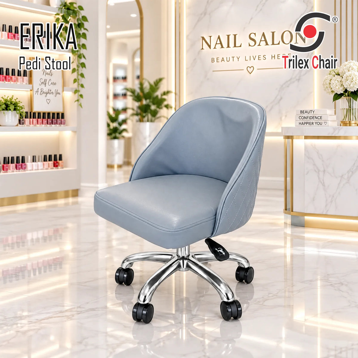 Erika Pedi Stool Silver