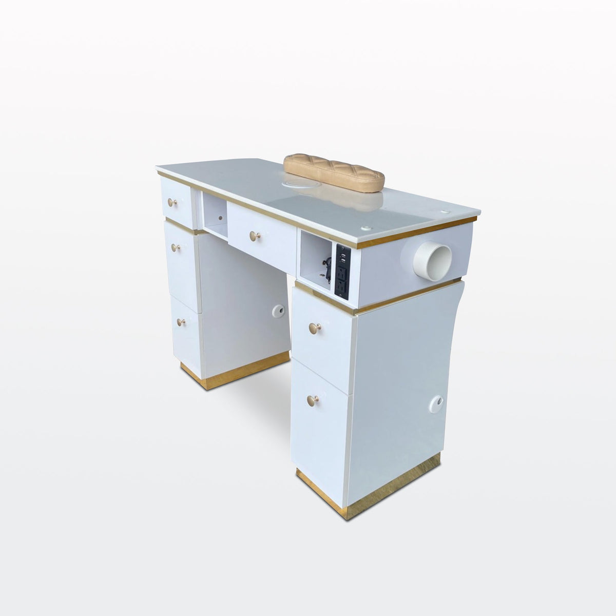 Kelly Single Table Vent Right - White/Gold