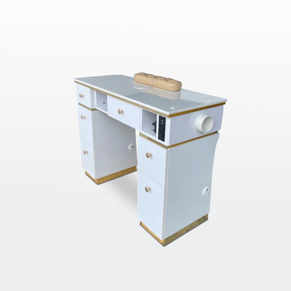 Kelly Single Table Vent Right - White/Gold
