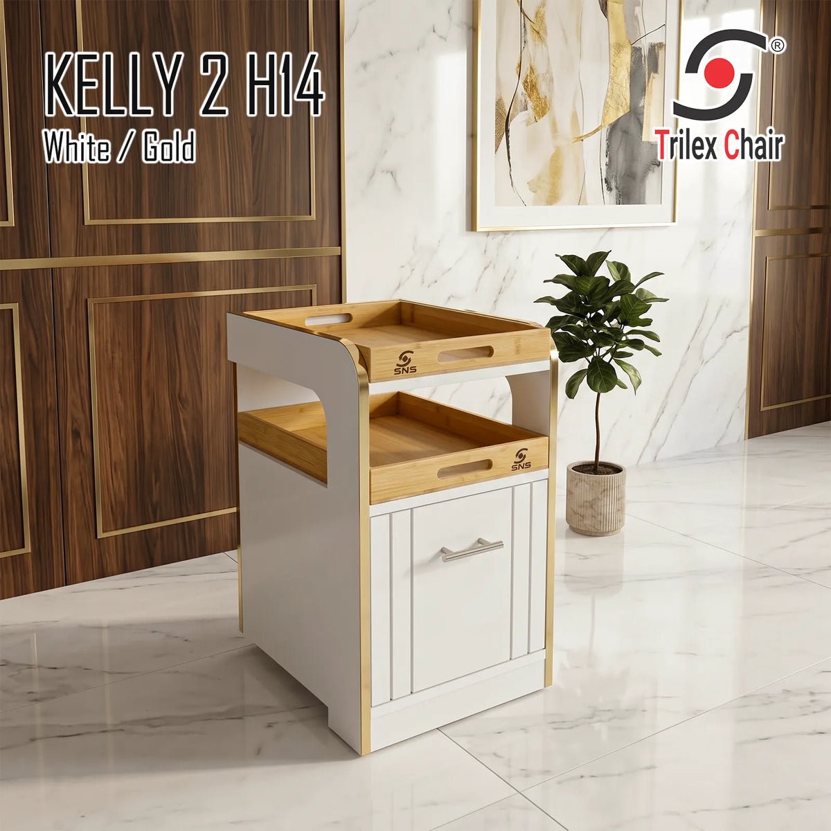 Kelly 2 Pedi cart 14 - White/Gold