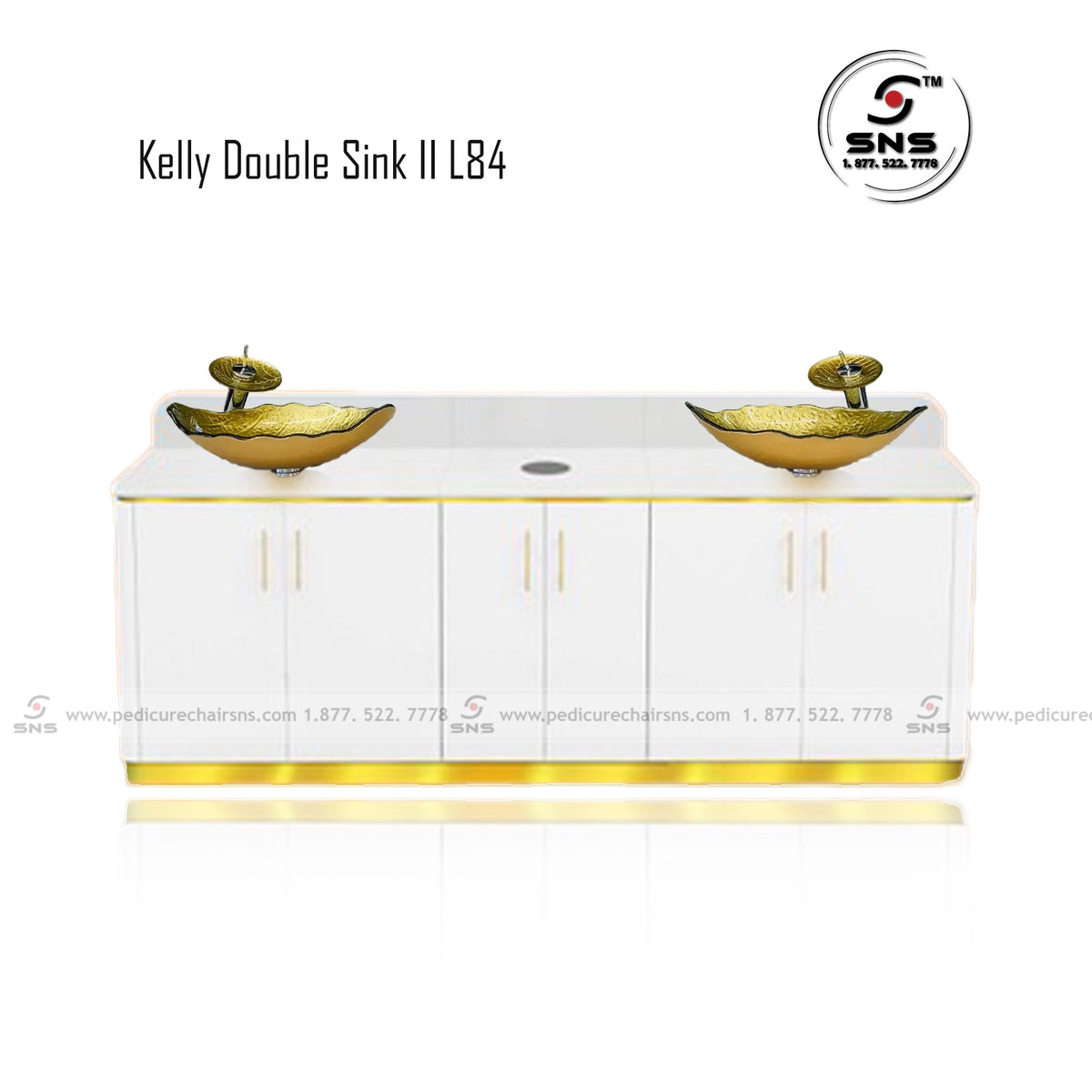 Kelly Double Sink 84 - White/Gold JT