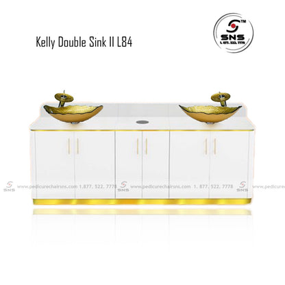 Kelly Double Sink 84 - White/Gold JT