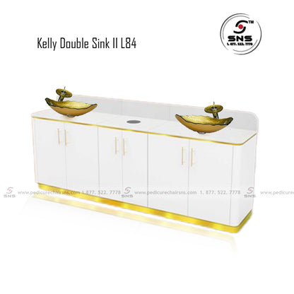 Kelly Double Sink 84 - White/Gold JT