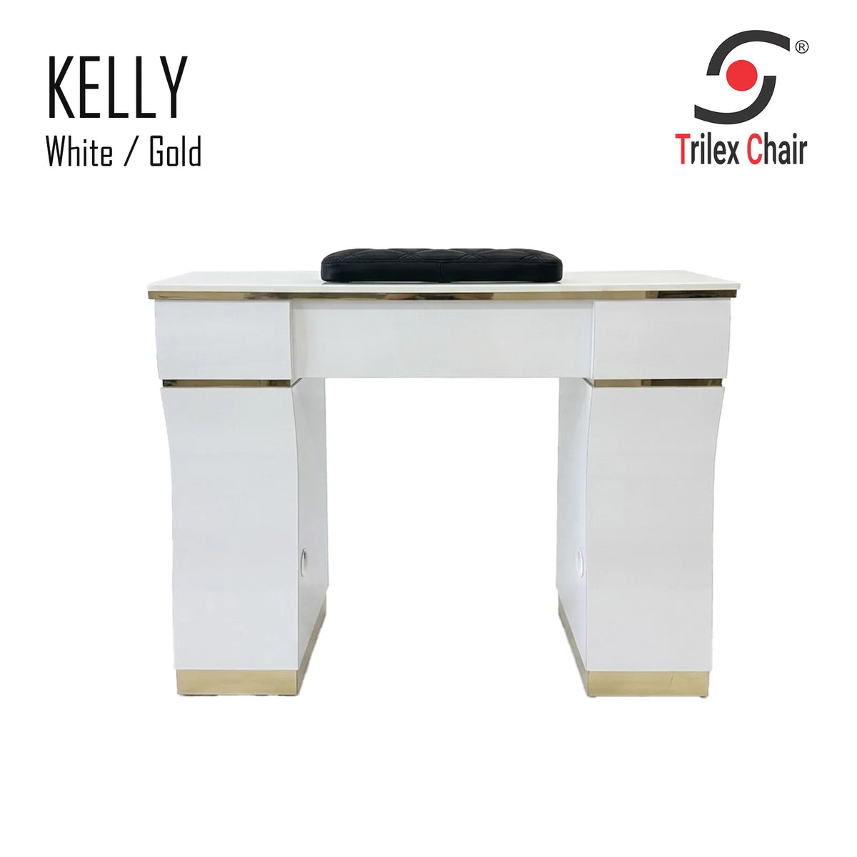 Kelly Single Table - White/Gold