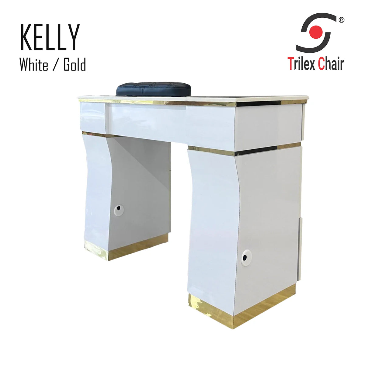 Kelly Single Table - White/Gold