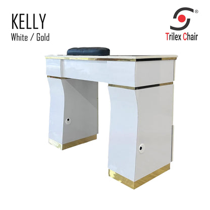 Kelly Single Table - White/Gold