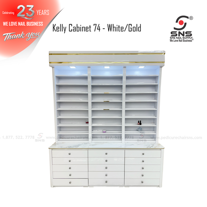Kelly Cabinet 74 - White/Gold TT139