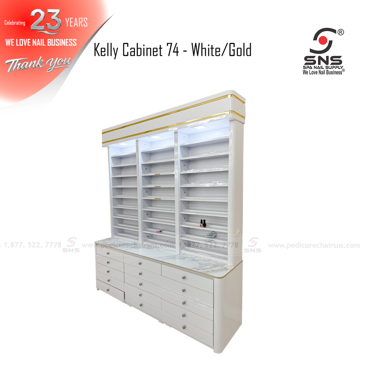 Kelly Cabinet 74 - White/Gold TT139