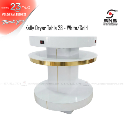 Kelly Dryer Table 28 - White/Gold