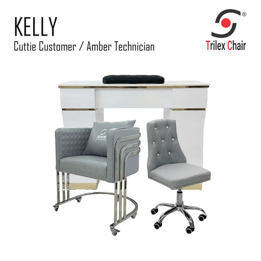 Kelly table & Cuttie - Amber Silver