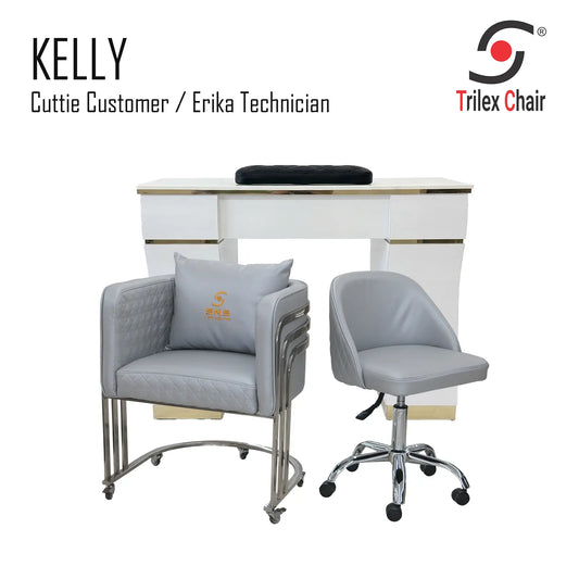Kelly table & Cuttie - Erika Frosted Silver