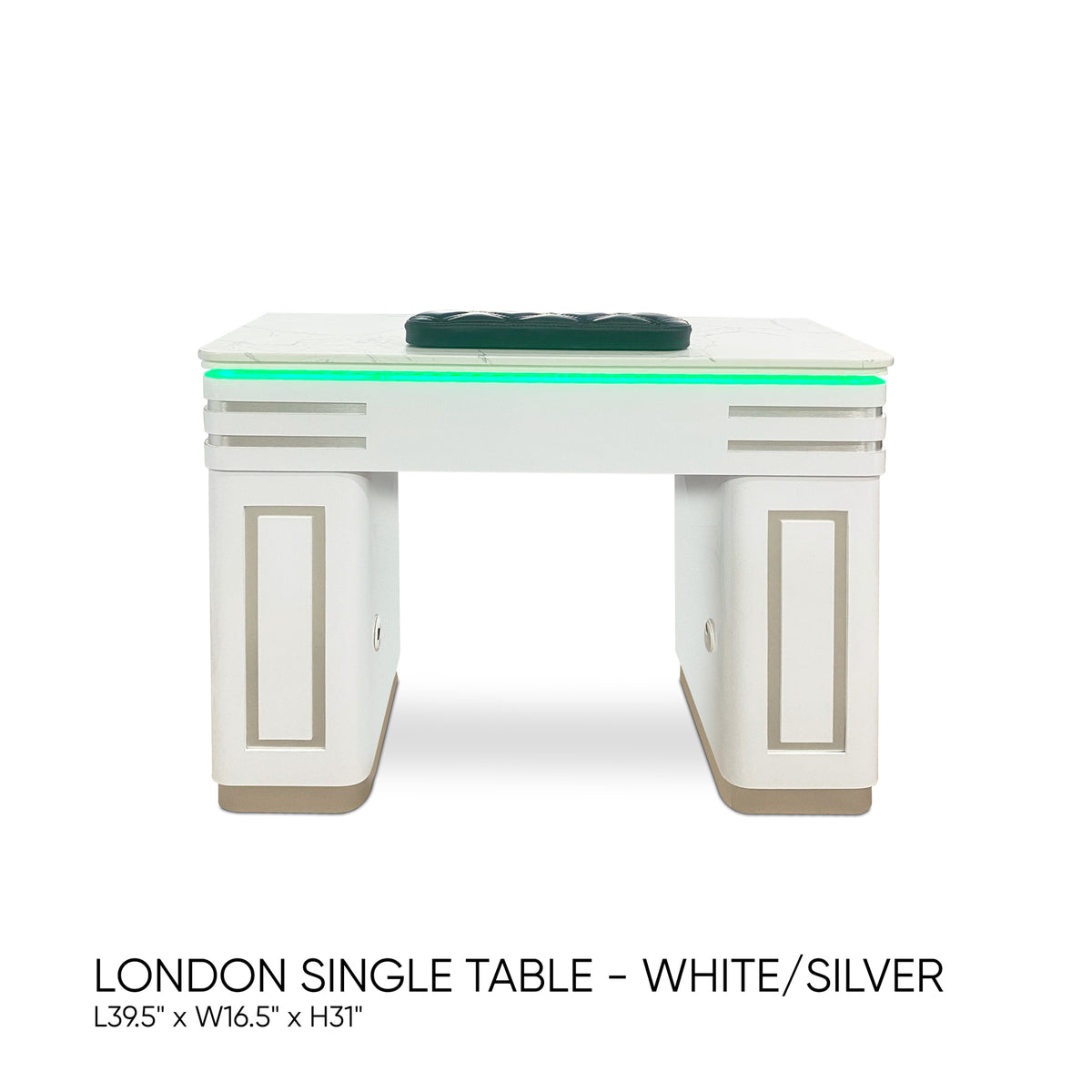 LONDON SINGLE TABLE WHITE SILVER NK175 LED ARMREST SILVER