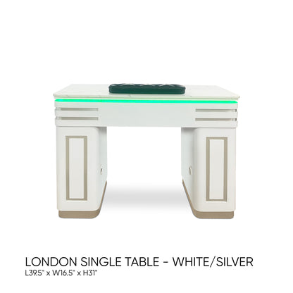 LONDON SINGLE TABLE WHITE SILVER NK175 LED ARMREST SILVER