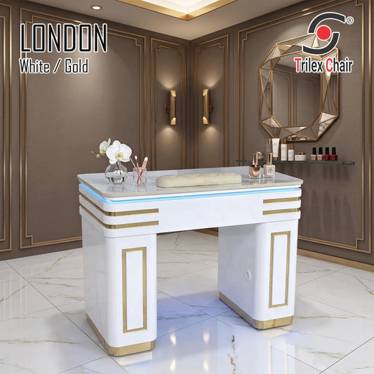 London Single Table White/Gold (NK175)