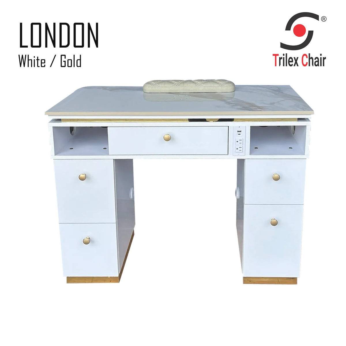 London Single Table White/Gold (NK175)