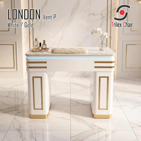 London Single table White/Gold (Vent Pipe 2 side)