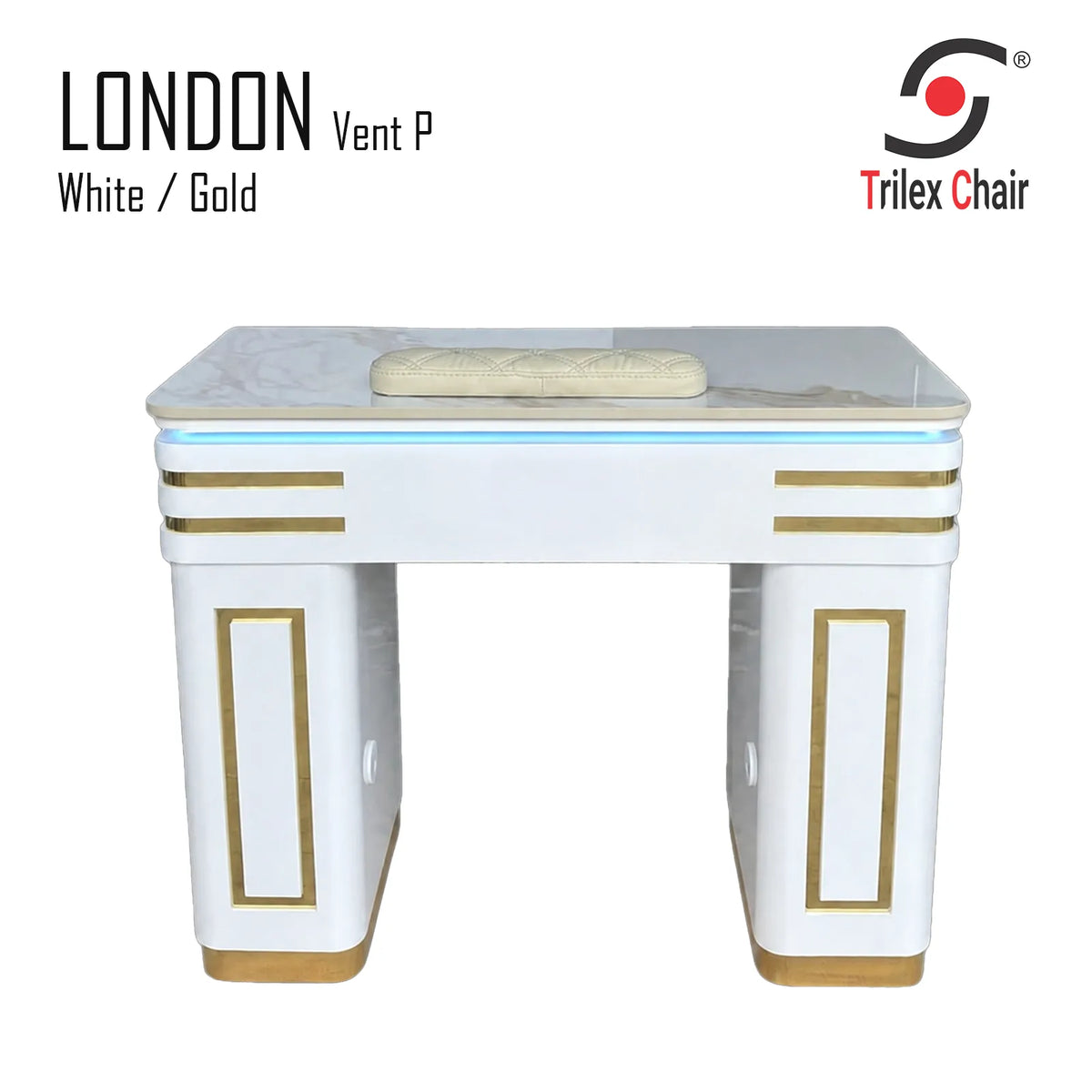 London Single table White/Gold (Vent Pipe 2 side)