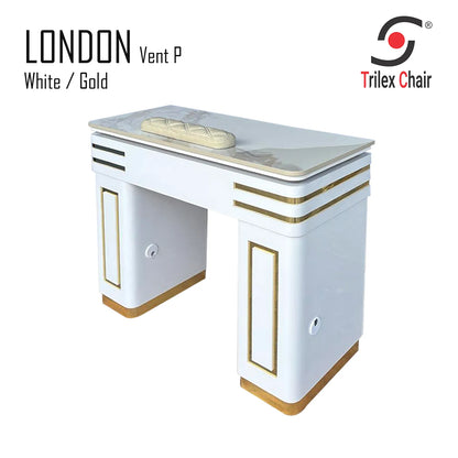 London Single table White/Gold (Vent Pipe 2 side)