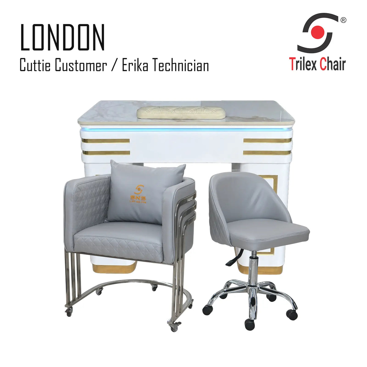 London Table & Cuttie - Erika Frosted Silver