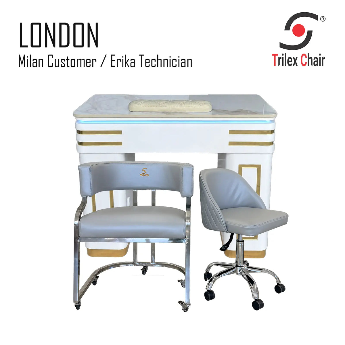 London Table & Milan - Erika Frosted Silver