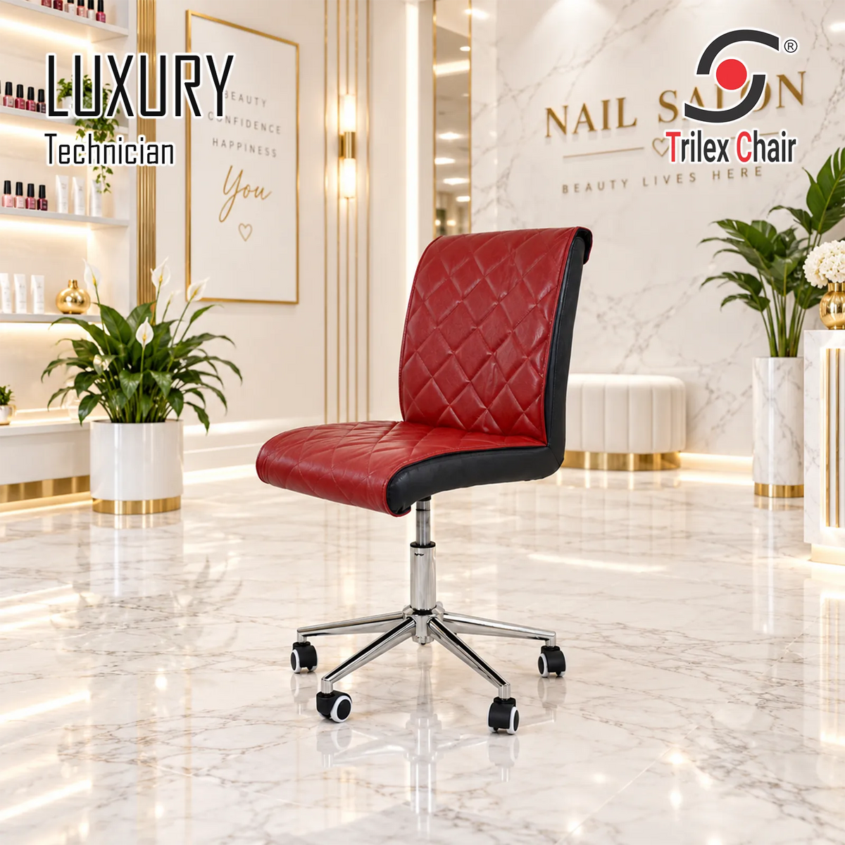 Luxury Technician Chair Dark Burgundy