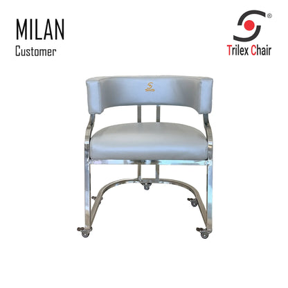 Milan Customer Chair Wheels Frosted Silver