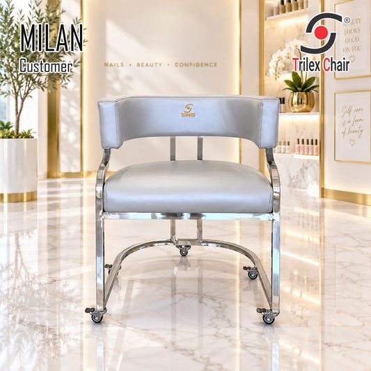 Milan Customer Chair Wheels Frosted Silver