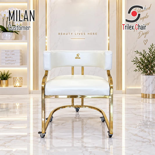 Milan Customer Chair Wheels Ivory