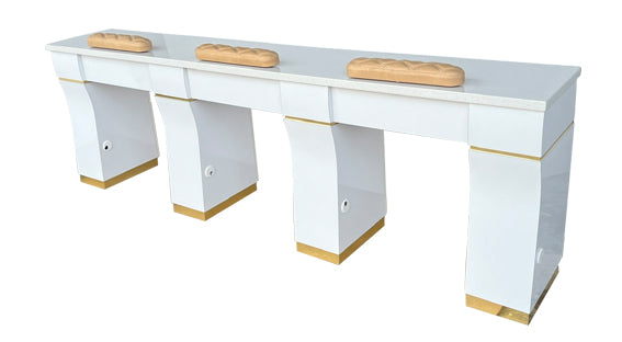 Kelly Triple Table Thick Marble - White/Gold