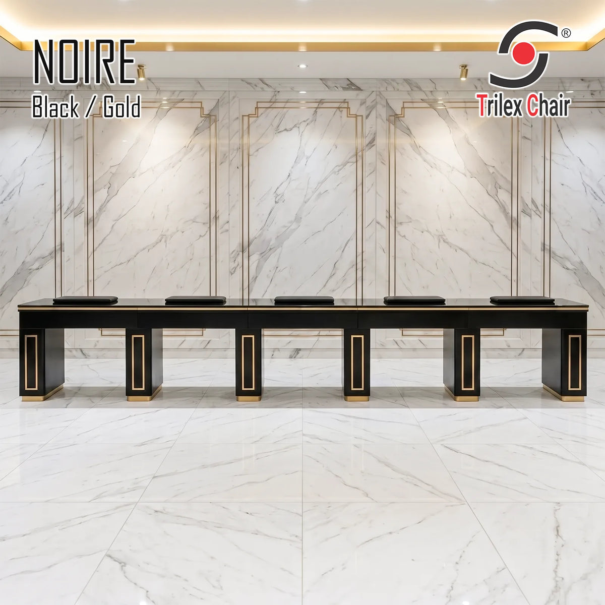 Noire 5-Station Manicure Table Vent