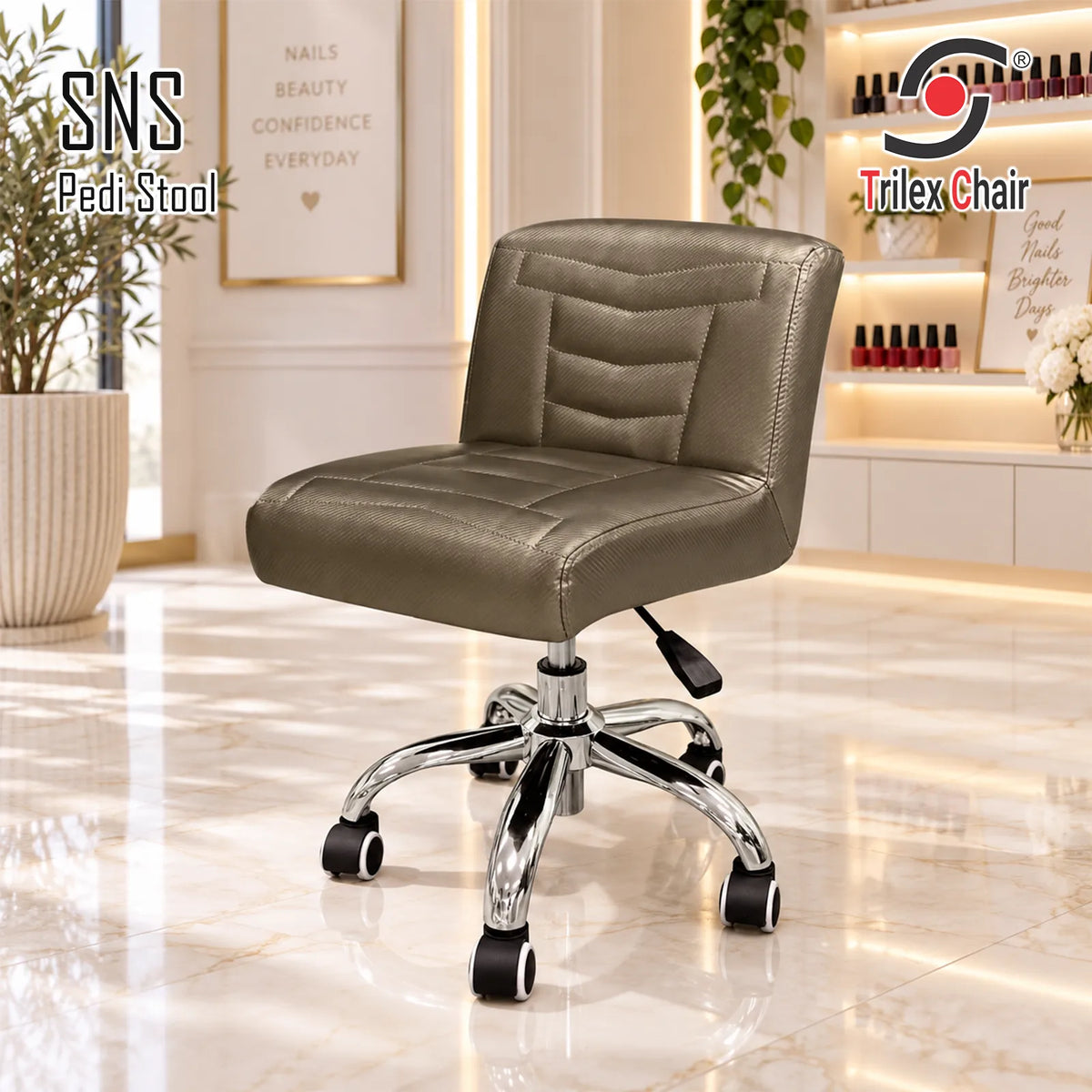 SNS Pedi Stool (Fiber Carbon Leather) Bronze